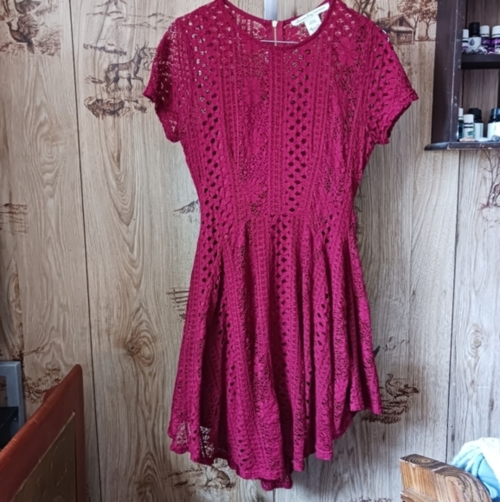 American Rag Burgundy Lace Dress Size Medi…